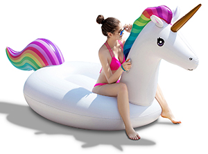 Jasonwell Giant Inflatable Unicorn Pool Float Floatie Ride On with Fast Valves Large Rideable Blow U