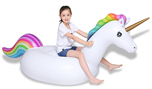 Jasonwell Big Inflatable Unicorn Pool Float Floatie Ride On with Fast Valves Large Rideable Blow Up
