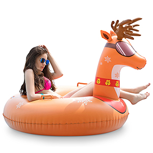 Fun Floats Winter Snow Tube Reindeer Inflatable Snow Sled for Kids and Adults 