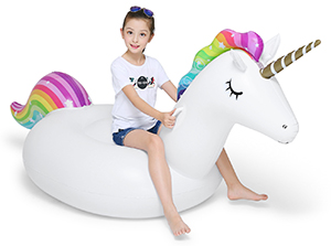 Jasonwell Big Inflatable Unicorn Pool Float Floatie Ride On with Fast Valves Large Rideable Blow Up